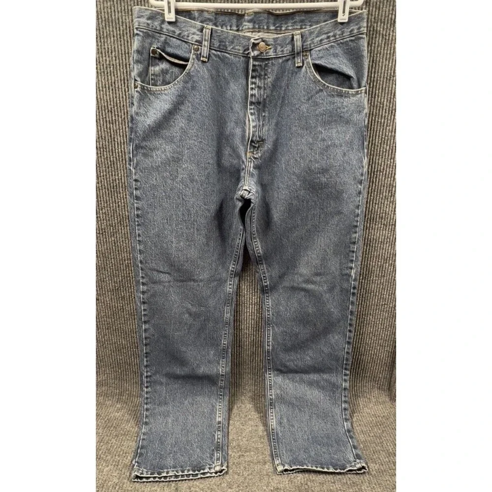 Wrangler Jeans Men 38x32 Blue Denim Pants Straight Leg Regular Fit Cotton Mexico